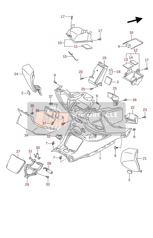 Suzuki AN400A BURGMAN 2019 Voorste doos voor een 2019 Suzuki AN400A BURGMAN